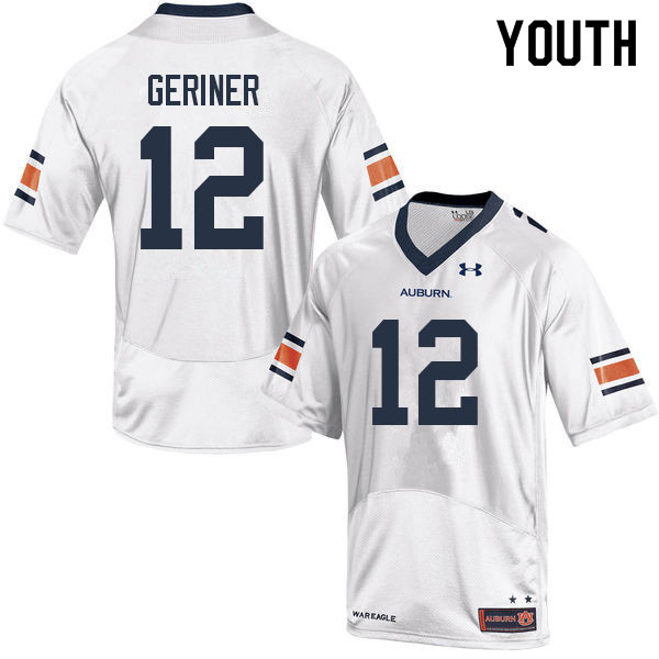 Youth #12 Holden Geriner Auburn Tigers College Football Jerseys Sale-White